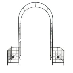 Trädgårdsbåge i metall för klätterväxter, hållbar svart båge för rosor och vinrankor, perfekt för bröllop, fest & trädgård 7,15 ft