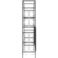 Trädgårdsbåge med grind svart 108x45x235 cm stål