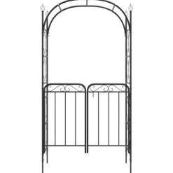 Trädgårdsbåge med grind svart 108x45x235 cm stål - Trädgårdsbåge - Trädgårdsbågar - Home & Living