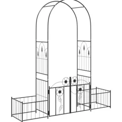 Trädgårdsbåge med lås Svart 203 x 50 x 218 cm