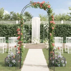 Trädgårdsbåge med lås Svart 203 x 50 x 218 cm