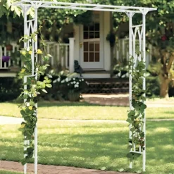 Trädgårdsbåge, Metallkonstruktion, Lätt montering,VIT