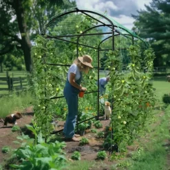 Trädgårdsbåge Spaljé - Metall Växtstöd - 160 cm Hög - Pulverlackerad - För Klätterväxter & Gurka - Utomhus Båge/Tunnel - Vit