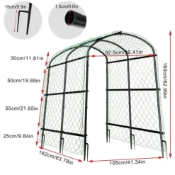 Trädgårdsbåge Spaljé - Metall Växtstöd - 160 cm Hög - Pulverlackerad - För Klätterväxter & Gurka - Utomhus Båge/Tunnel - Vit