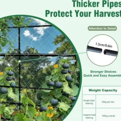 Trädgårdsbåge Spaljé - Metall Växtstöd - 160 cm Hög - Pulverlackerad - För Klätterväxter & Gurka - Utomhus Båge/Tunnel - Vit