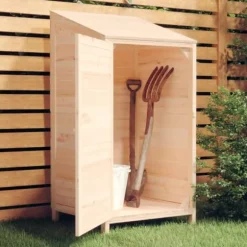 Trädgårdsbod i massivt granträ för förvaring av trädgårdsredskap | Storlek: 55x52x112 cm