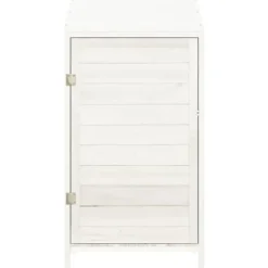 Trädgårdsbod i massivt granträ för förvaring | Färg: Vit | Storlek: 55x52x112 cm