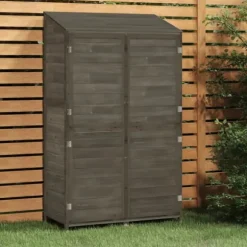 Trädgårdsbod i massivt granträ - Förvaring för redskap och tillbehör | Färg: Antracit | Storlek: 102x52x174,5 cm