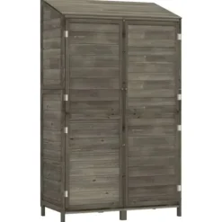 Trädgårdsbod i massivt granträ - Förvaring för redskap och tillbehör | Färg: Antracit | Storlek: 102x52x174,5 cm