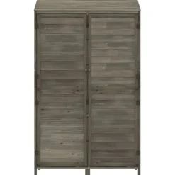 Trädgårdsbod i massivt granträ - Förvaring för redskap och tillbehör | Färg: Antracit | Storlek: 102x52x174,5 cm