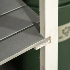 Trädgårdsbod i trä 75×56×115 cm med hyllplan, svart/grå/vit