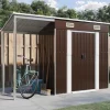 Trädgårdsbod med förlängt tak brun 277x107x181 cm stål