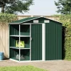 Trädgårdsbod med hylla grön 205x130x183 cm järn