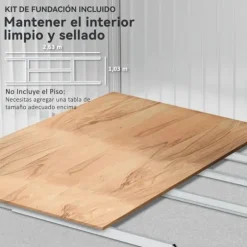 Trädgårdsbod utomhus - Metallförråd - 277 x 195 x 192 cm - Glasfibertak - Skjutdörr - Förstärkt bas (utan golv) - Grå