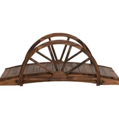 Trädgårdsbro med hjulhalvor 99x50x38 cm massivt granträ