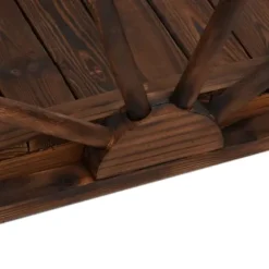 Trädgårdsbro med hjulhalvor - Hållbar gångbro i granträ | Storlek: 99x50x38 cm