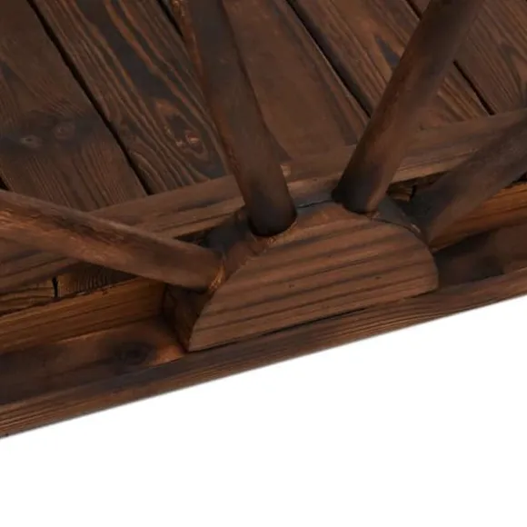 Trädgårdsbro med hjulhalvor - Hållbar gångbro i granträ | Storlek: 99x50x38 cm