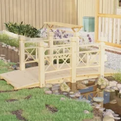 Trädgårdsbro med räcken 150x67x56cm massivt granträ