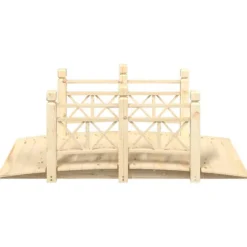 Trädgårdsbro med räcken 150x67x56cm massivt granträ