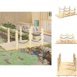 Trädgårdsbroar - Living Trädgårdsbro med kedjeräcken 150x67x56cm massivt granträ