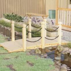 Trädgårdsbroar - Living Trädgårdsbro med kedjeräcken 150x67x56cm massivt granträ