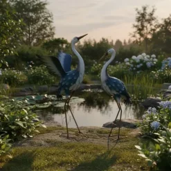 Trädgårdsdekoration Figurer, Häger Set, 73,5x53,5x20 cm och 68x30x18,5 cm, Flerfärgad