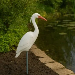 Trädgårdsdekoration Hägerfigur, 61x66x14 cm, Vit