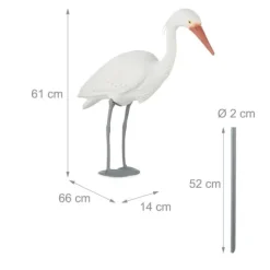 Trädgårdsdekoration Hägerfigur, 61x66x14 cm, Vit