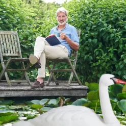 Trädgårdsdekoration Svan, 42.5x81x34 cm, Vit