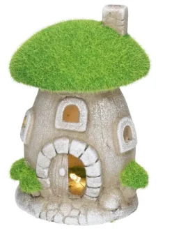 TRÄDGÅRDSFIGUR HUS SVAMP KERAMIK LED