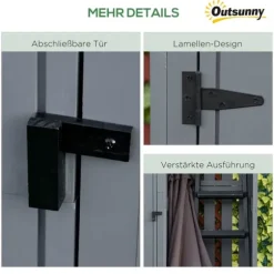 Trädgårdsförråd, Trä, 129x51,5x180 cm, Grå och Svart