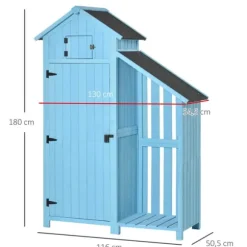 Trädgårdsförråd, 130x54,5x180 cm, Blå
