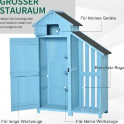 Trädgårdsförråd, 130x54,5x180 cm, Blå