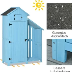 Trädgårdsförråd, 130x54,5x180 cm, Blå