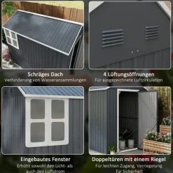 Trädgårdsförråd, 259x172x222 cm, Grå