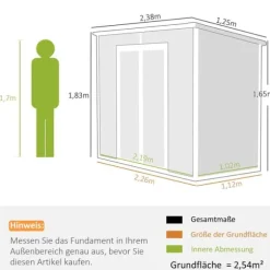 Trädgårdsförråd, 238x125x165 cm, Grå