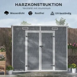 Trädgårdsförråd, 238x125x165 cm, Grå