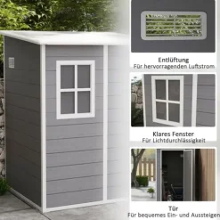Trädgårdsförråd, 122x149x192/177 cm, Grå