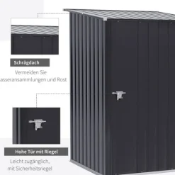 Trädgårdsförråd, 100x103x160 cm, Mörkgrå