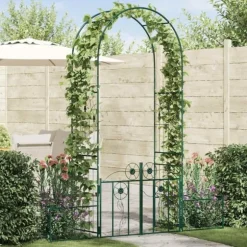 Trädgårdsgaller i metall - vidaXL - Grön - 102x50x218 cm - Stabil struktur - Målad yta - Modern stil