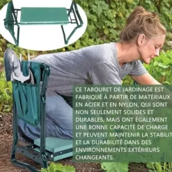 Trädgårdsknäbänk med nedfällbart mjukt säte, multifunktionella trädgårdsunderlägg med förvaringsväska för verktyg