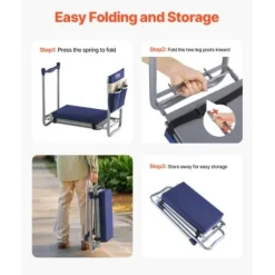 Trädgårdsknäbänk och sittplats, 58,5x30x48,5 cm, hopfällbar, extra robust, verktygsväska