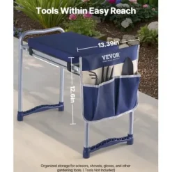 Trädgårdsknäbänk och sittplats, 58,5x30x48,5 cm, hopfällbar, extra robust, verktygsväska