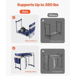 Trädgårdsknäbänk och sittplats, 58,5x30x48,5 cm, hopfällbar, extra robust, verktygsväska