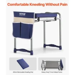 Trädgårdsknäbänk och sittplats, 58,5x30x48,5 cm, hopfällbar, extra robust, verktygsväska