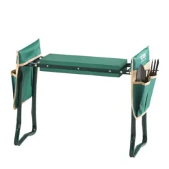 Trädgårdsknäkudde och sittbänk, 59x29x49 cm, hopfällbar, stål