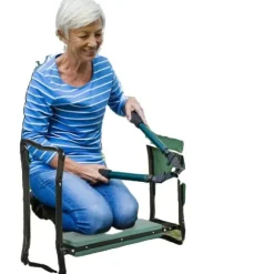 Trädgårdsknälarstol, kraftig stålram, bekväm EVA-skumkudde,Grön