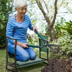 Trädgårdsknälarstol, kraftig stålram, bekväm EVA-skumkudde,Grön