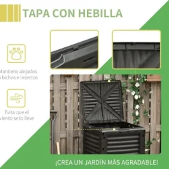 Trädgårdskompost - Kompostbehållare - 300 L Kapacitet - 48 Ventilationshål - 60,5×60,5×81,5 cm - Plast - Svart