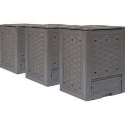 Trädgårdskompost 3 st brun 60x60x83 cm 900 L plastrotting